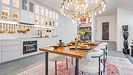 Across this inviting kitchen and dining-area
