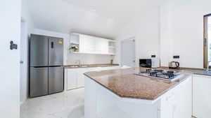 A large and well equipped kitchen