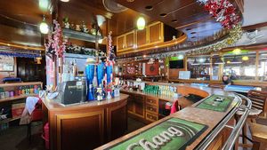 A traditional pub bar counter