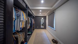 A walk-in wardrobe