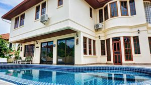 Across the pool to the villa