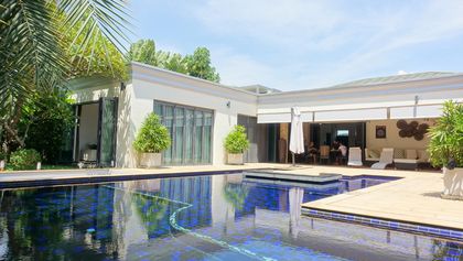 Across the pool to the wide terrace