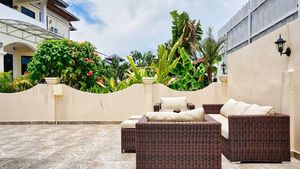 An outdoor lounge area