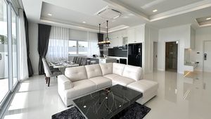 Looks across the living and dining-space