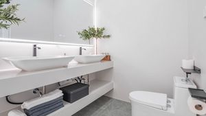 Many of the 5 bathrooms have double sink, all have rain showers