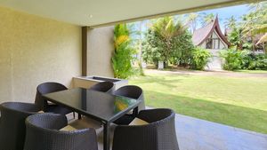 Sitting on a lush terrace