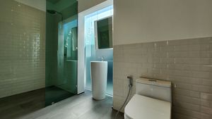 The bathrooms are chic and modern