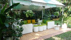 The covered outdoor area inviting to socialize