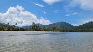 The nearby beach