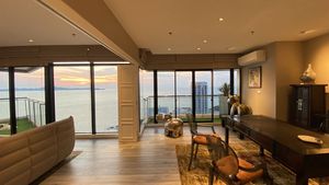 The office can be separated with a wooden folding door